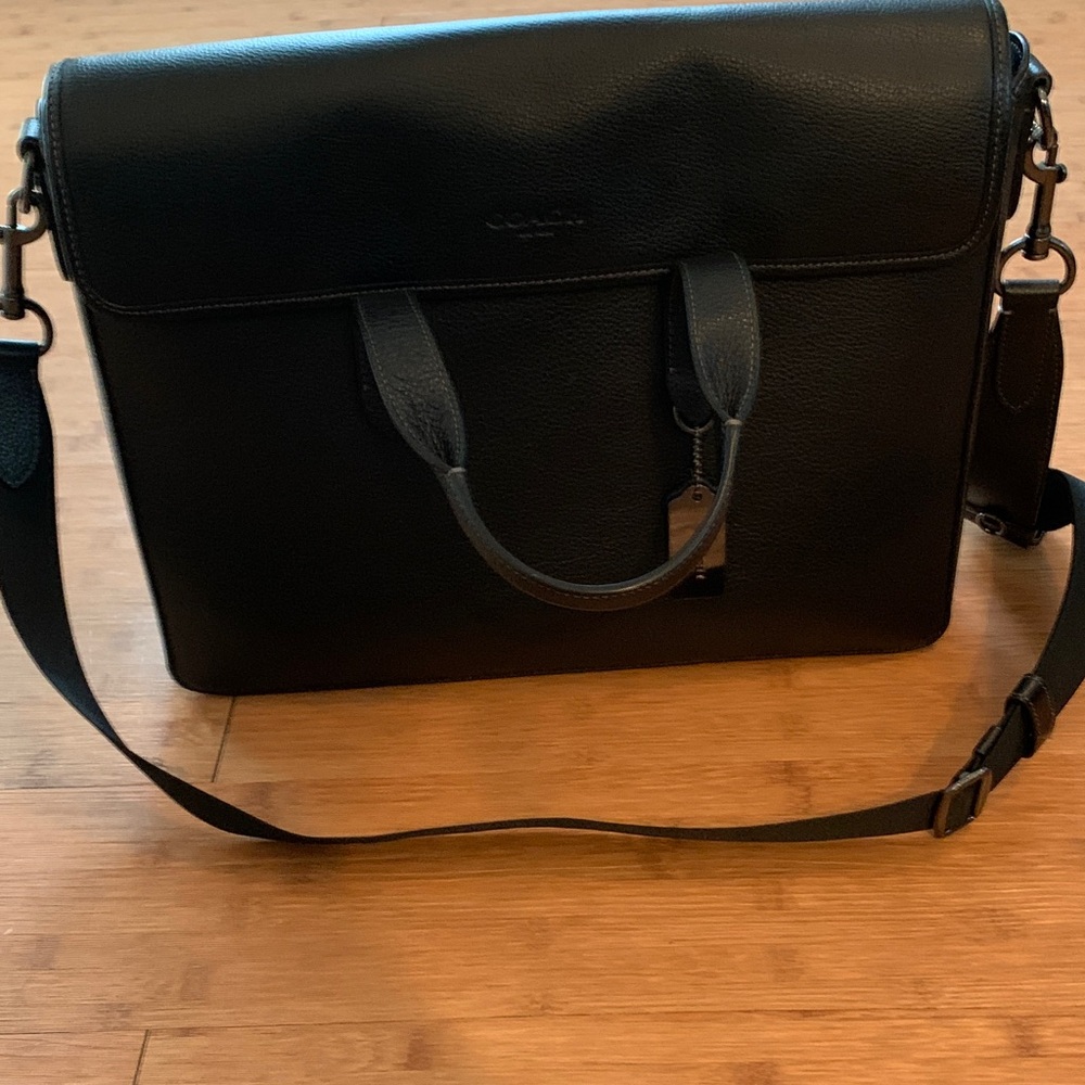 Black Coach Leather Men's Bag